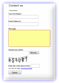 Contact form with file attachment and Captcha