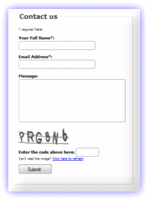 contact form with image captcha