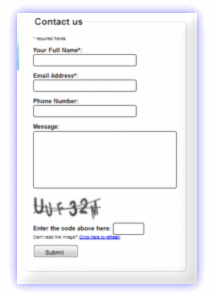 contact form with image captcha