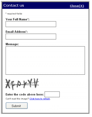 Popup form with Captcha
