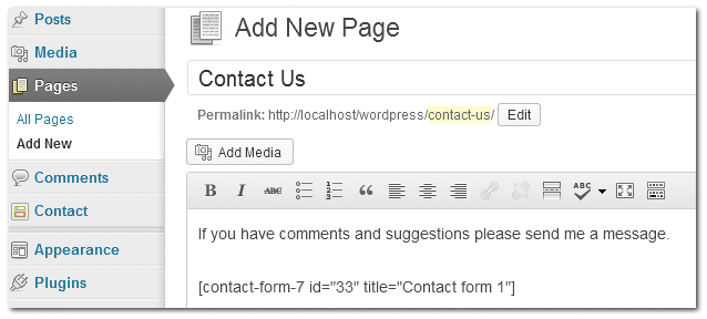 embedding the form in a page