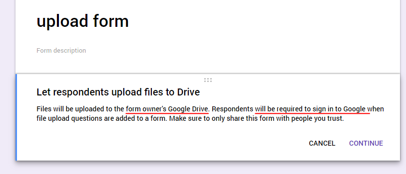 Google Forms File Upload requires sign in