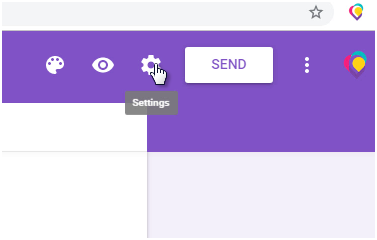 Google Forms settings icon
